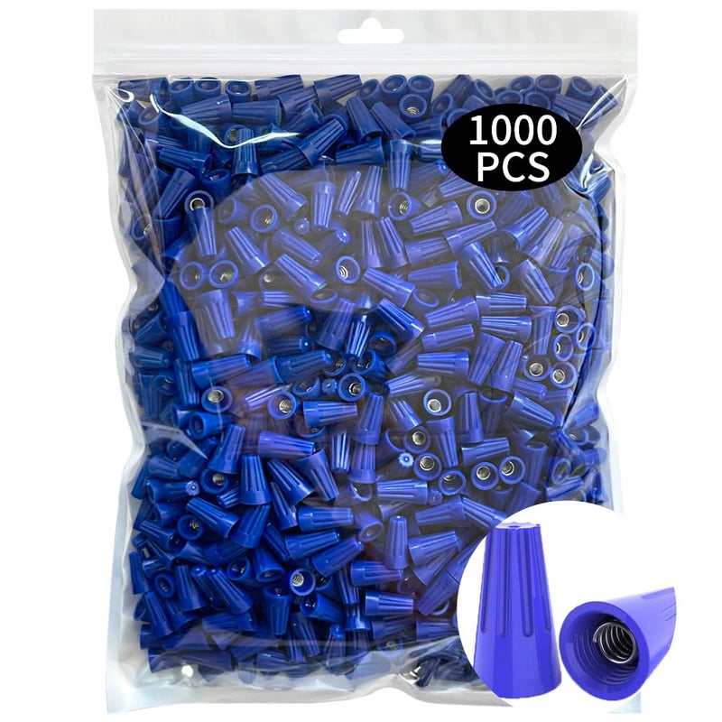 ZIPCCI 1000 Pcs Electrical Wire Connectors Nuts, Blue Screw Springs Caps Wire Twist Terminals - Image 1